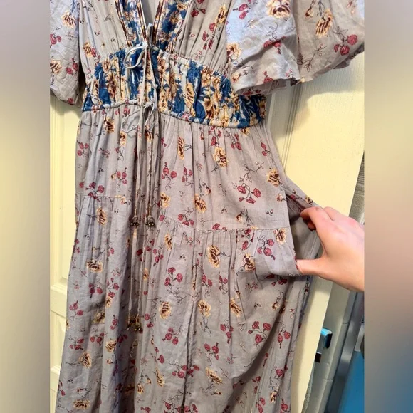 Free People Floral Dress in Gray and Blue - Picture 4 of 8